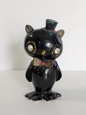Vintage Black Owl Lefton Shaker with Rhinestone Eyes Detail  picture