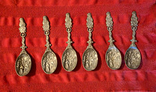 Lot of 6 Vintage 1950's Dutch Pewter Souvenir Spoons Jan Steen De Toothmaster picture