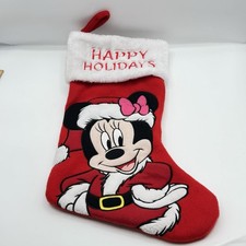 Disney Minnie Mouse Happy Holidays Christmas Stocking Red White  2018 Ruz picture