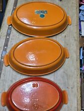 SET Of 3 LE Creuset Nesting VINTAGE Au Gratin Orange Oval Baker Enamel Cast Iron picture