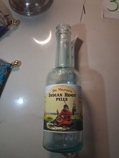 SLING'S 🌙 🐍SNAKE Oil 1800's INDIAN ROOT PILLS Antique Glass Bottle W/rpl Lable picture