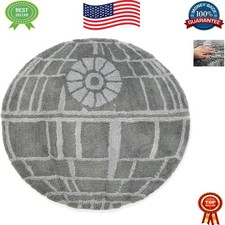 Fluffy Grey Star Wars Rug – 3x3 ft Death Star Design, Machine Washable & Fun picture