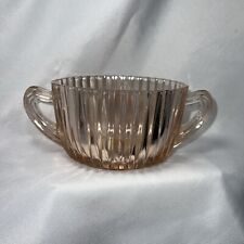 Vintage Queen Mary Pink Depression Prismatic Line Vertical Ribbed Sugar Bowl picture