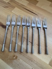 Vintage DANSK JETTE Stainless Finland IHQ Dinner Forks Mid Century MCM qty 8 picture