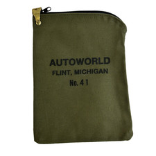 Rare Six Flags AUTOWORLD Theme Park Flint Michigan MI Canvas Bank Money Bag Vtg picture