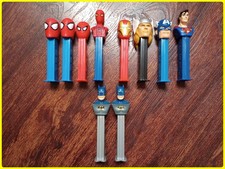 Super Hero PEZ Dispensers Lot Of 10 Spiderman Batman Superman Ironman DC Comics picture