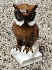 VINTAGE PORCELAIN OWL SITTING ON BOOKS FIGURINE West Germany Free US Shipping  picture
