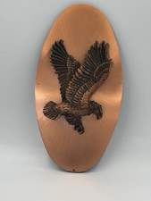 Vintage Handcrafted Copper Eagle 3D Wall Plaque Pecan Shell Art 11