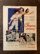 1949 Look Magazine Advertisement - Wheaties Cereal - Stan Musial Champions EX picture