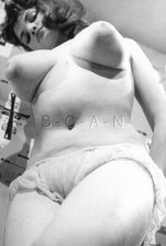 B/W Real Photo- Nude Super Endowed Woman- Gigantic- Panties- Long Hair #2 picture