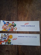 KELLOGG'S TIME CAPSULE VINTAGE 1999 COMPLETE CEREAL PROMO NEVER USED 2 Stickers picture