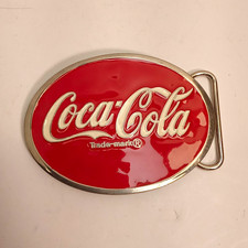 Vintage Coca-Cola Belt Buckle GTO Brand Licensed 3.75x2.6 Enamel & Chrome picture