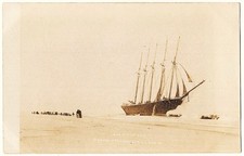 real photo Sailing Ship Ashore Shinnecock LI NY antique postcard RPPC picture