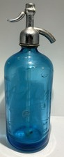 Vintage Blue Seltzer Bottle Bridgeport picture
