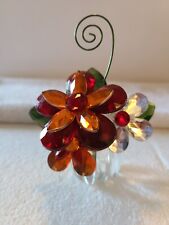 GANZ CRYSTAL EXPRESSIONS POTTED ACRYLIC LUCITE RED ORANGE DAISY FLOWER FIGURINE  picture