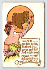 c1908 DB Postcard Here's To Good Old Turkey Toast Gobblers picture