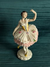 Vintage Aelteste Volkstedt Dresden Lace Porcelain Ballerina Figurine, 7