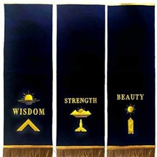 MASONIC PEDESTAL COVERS - HAND EMBROIDERED BLUE LODGE COVERS (SET OF 3) picture