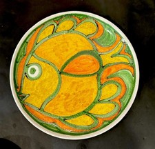 Vintage Early DeSimone Retro Art Pottery MCM Hand Painted Italy Fish Platter 12” picture