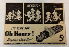1938 OH HENRY candy cartoon ad ~ POLICEMAN AND BURGLER picture