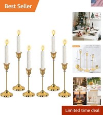 Gold Candlestick Holders, Taper Candle Holders, Set of 6, Metal Taper Candle ... picture