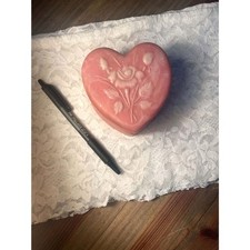 • Vintage Pink Incolay Stone Heart Trinket Box 3