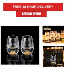 DUJUST Diamond Shot Glasses Set - 24K Gold Leaf Flakes - 2 pcs picture