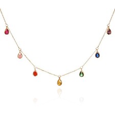 Namana Gold Necklace, 925 Sterling Silver with Rainbow CZ Charms picture