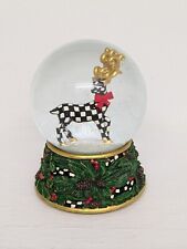 MacKenzie Childs Westminister Deer Checkered Christmas Musical Snow Globe  picture