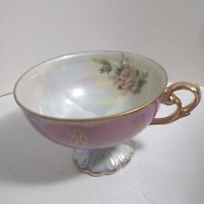 Pink Lustreware Teacup Gold Trim Footed Vintage  picture