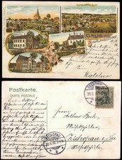 Litho postcard Bräunsdorf-Limbach Oberfrohna manor inn school greeting from 1906 picture