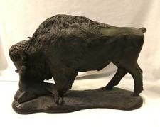 VINTAGE COLLECTABLE-Vintage Rare Bison Sculpture with Calf picture