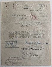 1915 Franklin D Roosevelt Signed Navy Document picture