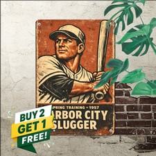 Vintage Baseball Batter Player Art Metal Tin Sign Sports Bar Decor 8x12 picture
