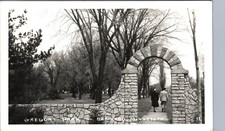 GREGORY PARK brainerd mn real photo postcard rppc minnesota stone entrance gate picture