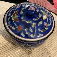 Chinese Blue Floral Butterfly Lidded Porcelain Jar Vintage 5x5 Kangxi Nian Zhi picture