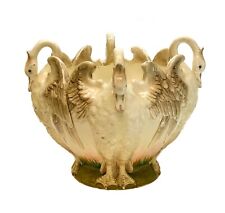 Large Delphin Massier Majolica Four Handled Figural Swan Jardiniere picture