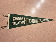 Vintage Greater Pittsburgh Airport Felt Pennant Airplane PA 25.5” Souvenir picture