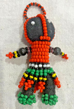 African Hand Beaded Mini Doll Rasta Zulu Folk Art 