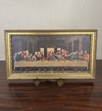 VTG The Last Supper Print Framed Gold Tone 15” x 8.6” x 7/8” Jesus Christianity picture