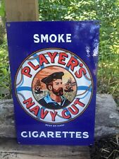 VINTAGE PLAYERS NAVY CUT TOBACCO PIPE PORCELAIN METAL GAS STATION SIGN 12