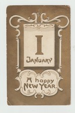 Happy New Year's Postcard With Jan/ 1 Date Embossed 1910 VG picture