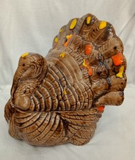 Vintage Glazed Ceramic Turkey Table Centerpiece (Has Repaired Crack In Back) picture