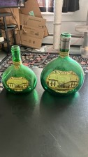 Vintage Mateus Rosé Portugal Green Glass Wine Bottles Set 2 Labels Display picture
