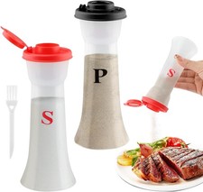Set of 2 Salt and Pepper Shakers with Lids, Large Hourglass Moistur-e Proof picture