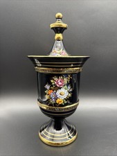 VTG Greek 24k Gold Spyropoulos Cobalt Floral Urn Apothecary Revival Rococo picture