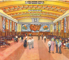 Large US World Map Concourse Union Terminal Cincinnati Ohio Vintage Postcard A1 picture