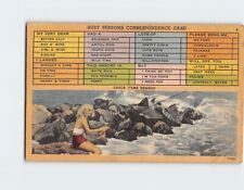 Postcard Busy Persons Correspondence Card with Lady Fishing Breakers Picture picture