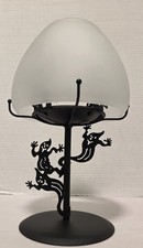PartyLite Ghosts Tealight Candle Lamp Shadow Dancers Metal Glass Shade Halloween picture