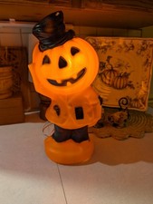 Vintage Halloween Pumpkin Man Blow Mold Electric 14